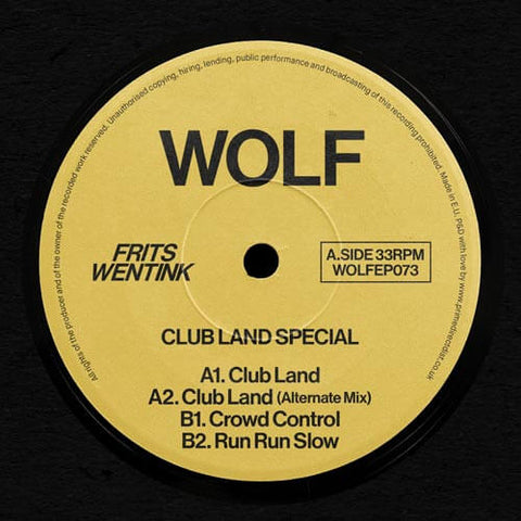 Frits Wentink - Club Land Special - Artists Frits Wentink Style Deep House Release Date 8 Mar 2024 Cat No. WOLFEP073 Format 12" Vinyl - Wolf Music - Wolf Music - Wolf Music - Wolf Music - Vinyl Record
