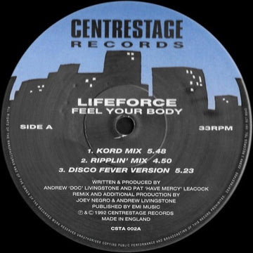 Lifeforce - Feel Your Body Vinyl Vinly Record