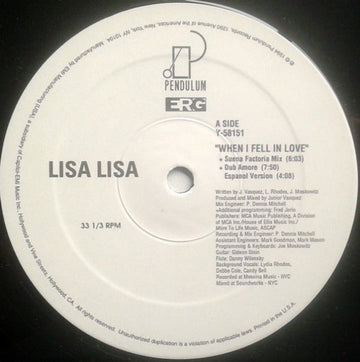 Lisa Lisa - When I Fell In Love Vinyl Vinly Record