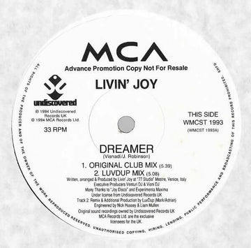 Livin Joy - Dreamer Vinyl Vinly Record