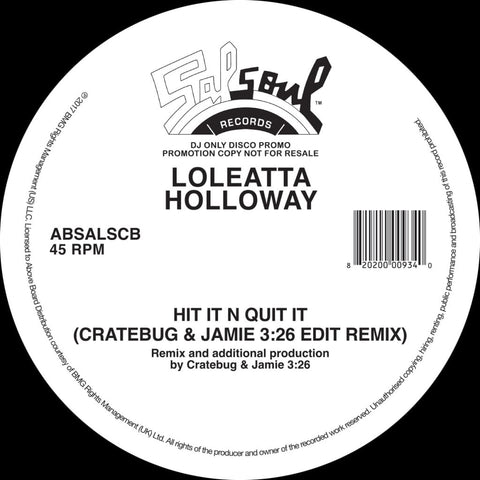 Loleatta Holloway - Hit It N Quit It (Jamie 3:26 & Cratebug Edit) Vinyl - Vinyl Record