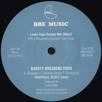 Louie Vega Presents Leroy Burgess & The Universal Robot Band Feat. Patrick Adams - Barely Breaking Even Vinyl Vinly Record