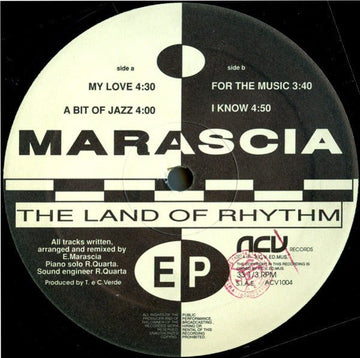 Marascia - The Land Of Rhythm EP Vinyl Vinly Record