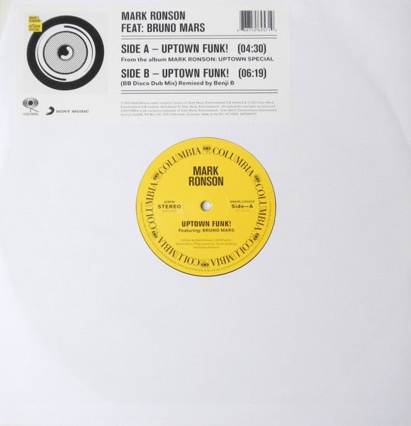 Mark Ronson Feat: Bruno Mars - Uptown Funk! Vinyl
