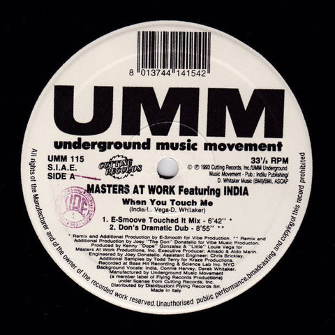 Masters At Work Featuring India - When You Touch Me (Remixes) Vinyl - Vinyl Record