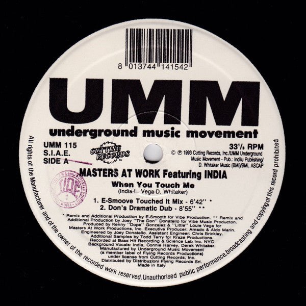 Masters At Work Featuring India - When You Touch Me (Remixes) Vinyl