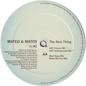 Mateo & Matos - The Real Thing Vinyl Vinly Record