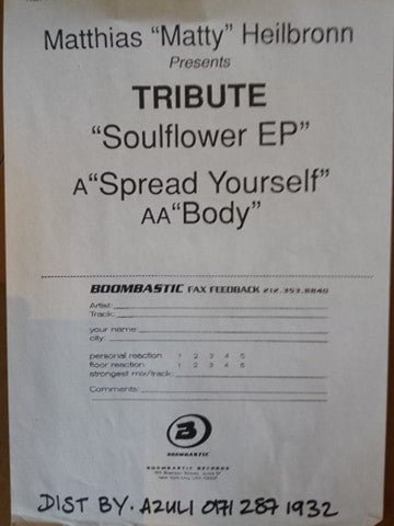 Matthias Heilbronn Presents Tribute - Soulflower EP Vinyl Vinly Record