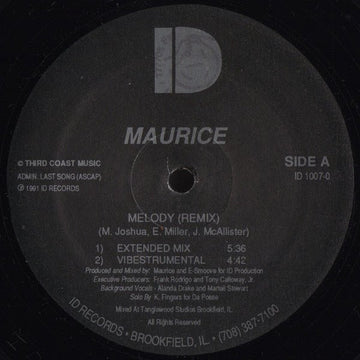 Maurice Joshua - Melody (Remix) Vinyl Vinly Record