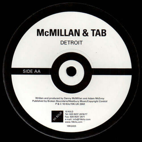 McMillan & Tab - Supersonic / Detroit Vinyl - Vinyl Record
