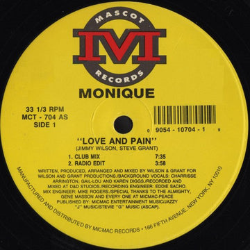 Monique - Love And Pain Vinyl Vinly Record