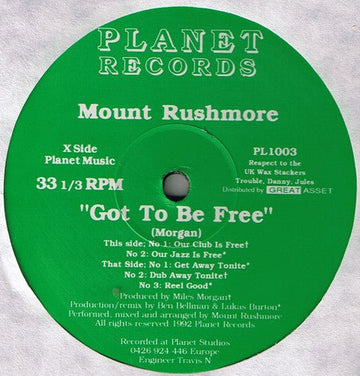 Mount Rushmore - Got To Be Free Vinyl Vinly Record