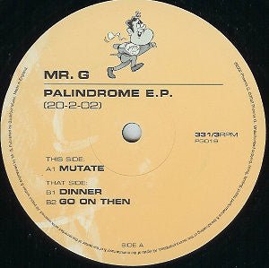Mr. G - Palindrome E.P. Vinyl Vinly Record