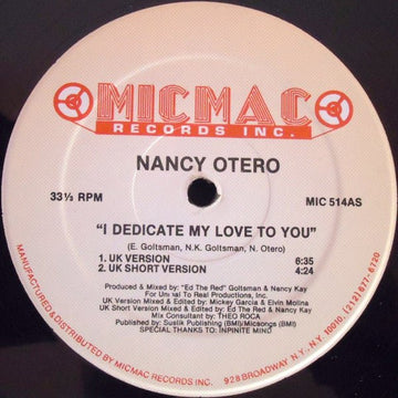 Nancy Otero - I Dedicate My Love To You Vinyl Vinly Record