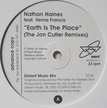 Nathan Haines Feat Verna Francis - Earth Is The Place (Jon Cutler Remixes) Vinyl Vinly Record