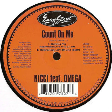 Nicci Feat. Omega Nunnally - Count On Me Vinyl Vinly Record
