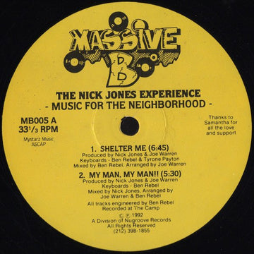 Nick Jones Experience - Music For The Neighborhood Vinyl Vinly Record