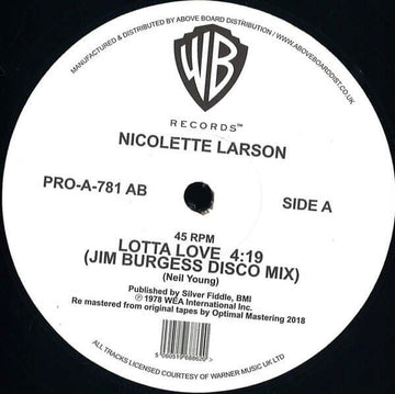 Nicolette Larson - Lotta Love Vinyl Vinly Record