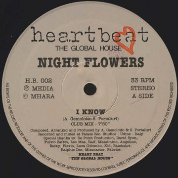 Night Flowers - I Know Vinyl Vinly Record