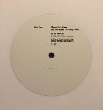 Nine Yards - Always Find A Way (The Unreleased Todd Terry Mixes) Vinyl Vinly Record