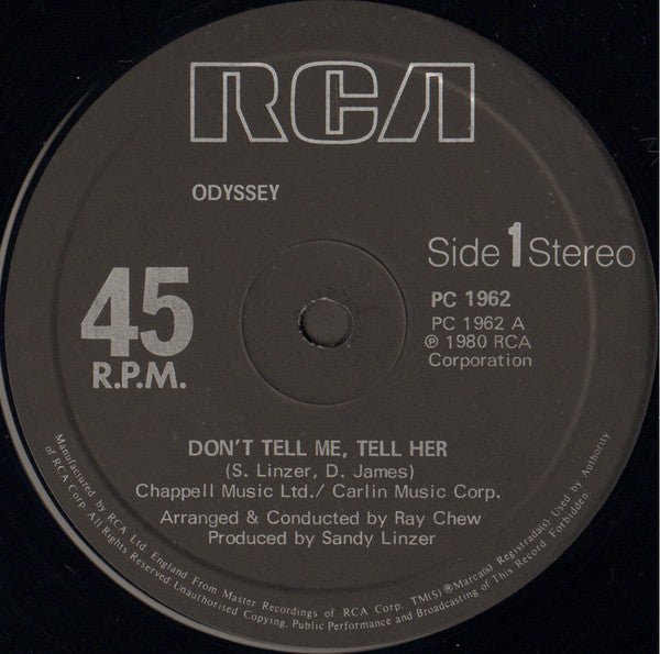 Odyssey - Don't Tell Me, Tell Her / Use It Up And Wear It Out Vinyl
