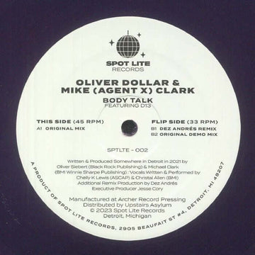 Oliver Dollar / Mike Agent X Clark - Body Talk Vinyl Vinly Record