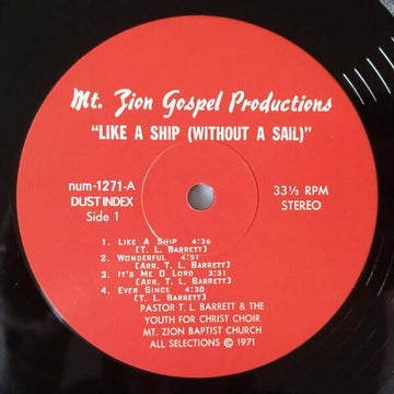 Pastor TL Barrett & The Youth For Christ Choir - Like A Ship (Without A Sail) Vinyl Vinly Record