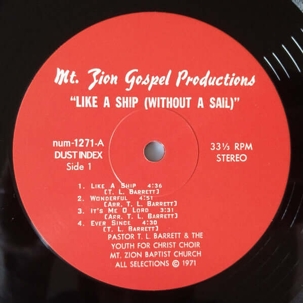 Pastor TL Barrett & The Youth For Christ Choir - Like A Ship (Without A Sail) Vinyl