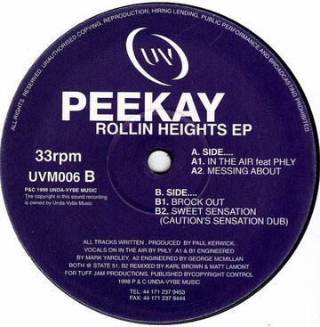 Peekay - Rollin Heights EP Vinyl Vinly Record