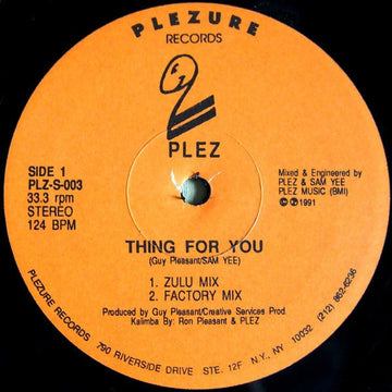 Plez - Thing For You / Missing Lover Vinyl Vinly Record