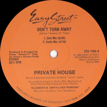 Private House - Don't Turn Away Vinyl Vinly Record