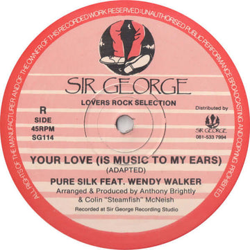 Pure Silk Feat. Wendy Walker / Legal Assault Feat. Wendy Walker - Your Love (Is Music To My Ears) Vinyl Vinly Record