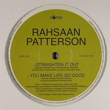 Rahsaan Patterson / Jimmy Sommers Featuring Rahsaan Patterson - Straighten It Out / You Make Life So Good / What Am I Gonna Do? (DJ Spinna Mix) Vinyl Vinly Record