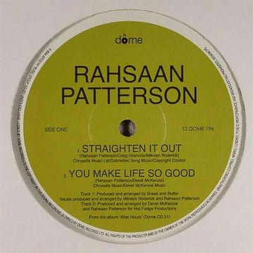 Rahsaan Patterson / Jimmy Sommers Featuring Rahsaan Patterson - Straighten It Out / You Make Life So Good / What Am I Gonna Do? (DJ Spinna Mix) Vinyl Vinly Record