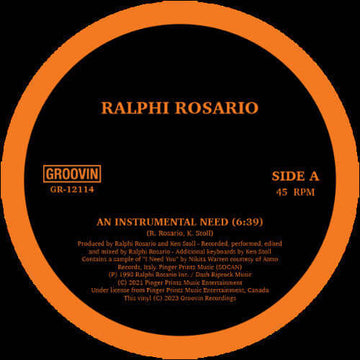 Ralphi Rosario - An Instrumental Need / Take Me Up Vinyl Vinly Record