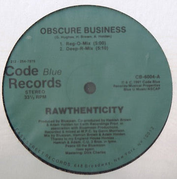 Rawthenticity - Obscure Business Vinyl Vinly Record