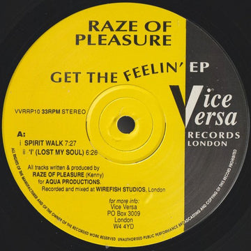 Raze Of Pleasure - Get The Feelin' E.P. Vinyl Vinly Record