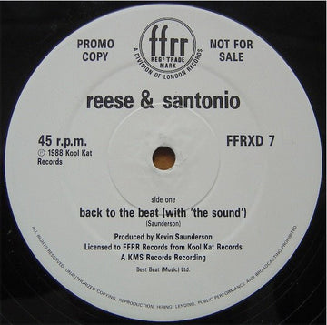 Reese & Santonio - Back To The Beat (With 'The Sound') Vinyl Vinly Record