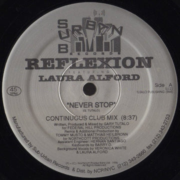 Reflexion Featuring Laura Alford - Never Stop Vinyl Vinly Record