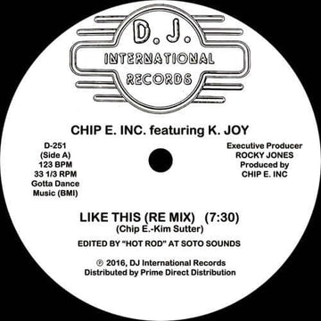Chip E Inc Featuring K Joy - Like This - Artists Chip E Inc Featuring K Joy Genre House, Reissue Release Date 1 Jan 2016 Cat No. D251 Format 12