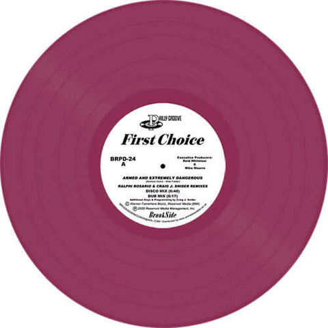First Choice - Armed And Extremely Dangerous - Artists First Choice Genre Disco, Soul, House Release Date 1 Jan 2020 Cat No. BRPD24 Format 12" Purple Vinyl - Brookside Music - Brookside Music - Brookside Music - Brookside Music - Vinyl Record