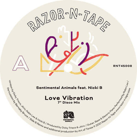 Sentimental Animals Featuring Nicki B - Love Vibration - Artists Sentimental Animals Featuring Nicki B Genre Nu-Disco, Disco Release Date 1 Jan 2021 Cat No. RNT45008 Format 7" Vinyl - Razor-N-Tape 45 - Razor-N-Tape 45 - Razor-N-Tape 45 - Razor-N-Tape 45 - Vinyl Record