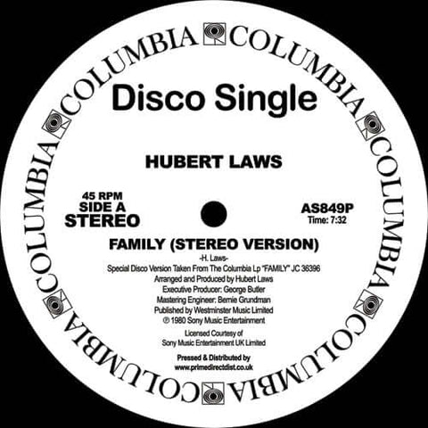Hubert Laws - Family - Artists Hubert Laws Genre Soul, Disco, Reissue Release Date 1 Jan 2018 Cat No. AS849P Format 12" Vinyl - Columbia - Columbia - Columbia - Columbia - Vinyl Record