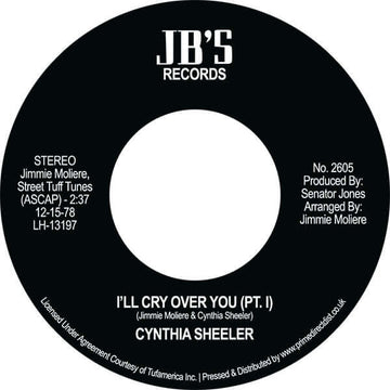 Cynthia Sheeler - I'll Cry Over You - Artists Cynthia Sheeler Genre Soul, Reissue Release Date 2 Jun 2023 Cat No. 2605 Format 7