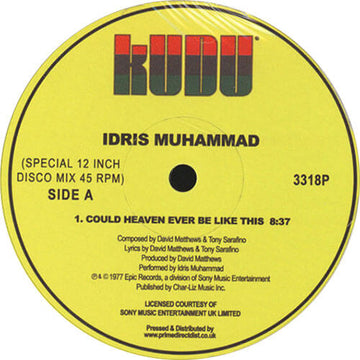 Idris Muhammad - Could Heaven Ever Be Like This - Artists Idris Muhammad Genre Disco, Reissue Release Date 1 Jan 2017 Cat No. 3318P Format 12