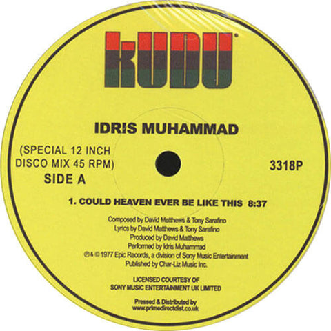 Idris Muhammad - Could Heaven Ever Be Like This - Artists Idris Muhammad Genre Disco, Reissue Release Date 1 Jan 2017 Cat No. 3318P Format 12" Vinyl - Kudu - Vinyl Record