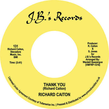 Richard Caiton - Thank You / Where Is The Love - Artists Richard Caiton Genre Soul, Reissue Release Date 1 Jan 2023 Cat No. 131 Format 7