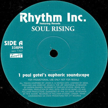 Rhythm Inc. Featuring Nevada - Soul Rising Vinyl Vinly Record