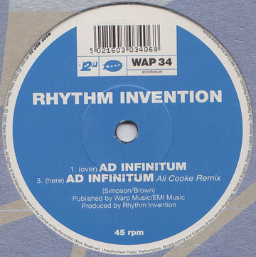 Rhythm Invention - Ad Infinitum Vinyl Vinly Record