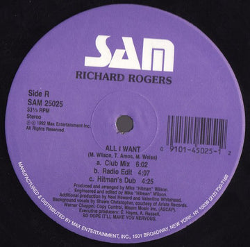 Richard Rogers - All I Want Vinyl Vinly Record